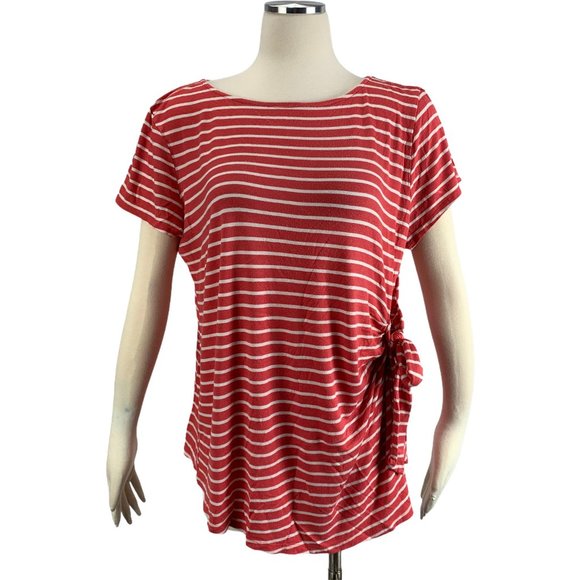 Ma Cherie Maternity Tops - Ma Cherie Maternity XL Striped Top Side Tie Short